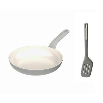Tigaie cu spatula BergHOFF, Leo Balance Moonmist, Ø24 cm, 1.7 L, 35 cm, aluminiu reciclat, strat antiaderent