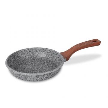 Tigaie granit Promis, 28 cm, Maner ergonomic, Diametru 28 cm, Adancime 6 cm, Grosime 6.5, Gri