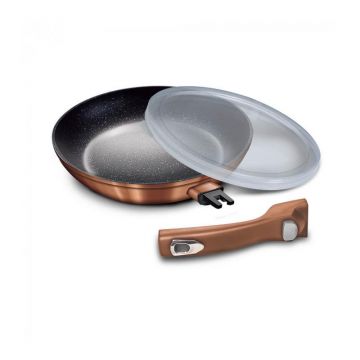 Tigaie marmorata 28 cm, cu maner detasabil Rose Gold Berlinger Haus BH 1949