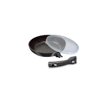 Tigaie marmorata cu capac plastic 28 cm Carbon Pro Berlinger Haus BH 6913