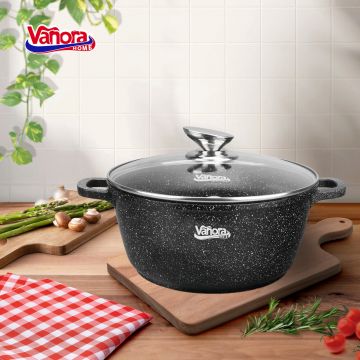 Oala Classic, Vanora Home, 24x11.5 cm, 5.2 L, aluminiu turnat/ceramica, negru