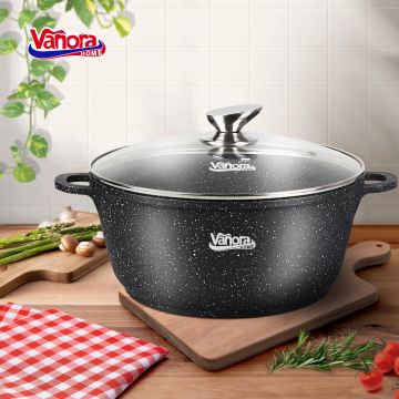 Oala Classic, Vanora Home, 32x14.5 cm, 11.6 L, aluminiu turnat/ceramica, negru