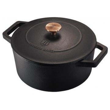 Oala cu capac 4.2 l, Berlinger, Matt Black, 24 cm Ø, fonta, negru