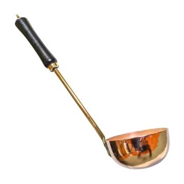 Polonic din Cupru cu maner din bronz si lemn, 10.3 cm