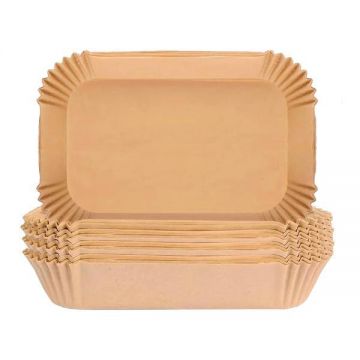Set 300 Bucati Hartie de Copt pentru Air Fryer Teno®, friteuza, unica folosinta, 22 x14 x 4.5 cm, dreptunghiular, maro