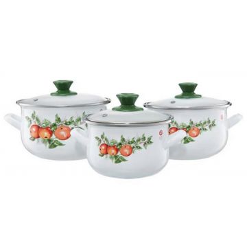 Set oale model mere Emalia Olkusz, 6 piese, otel/sticla, multicolor