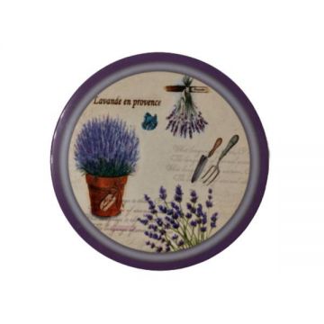 Suport Oala din Ceramica cu Baza din Pluta, Model Lavanda, 21 x 1 cm, Multicolor