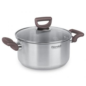 Cratita cu capac RONDELL Fest RD-1322, 20 cm 2,8 l, Otel inoxidabil Gri