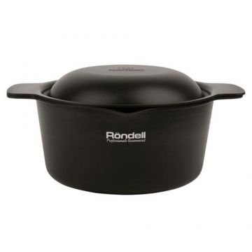 Cratita cu capac teflonate Rondell RDA-1440 Trumpf 24cm, 4,2 l Xylan Plus, Negru