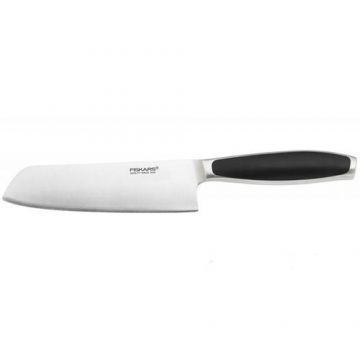 Cutit santoku Royal Fiskars, Otel inoxidabil, 17 cm, Negru