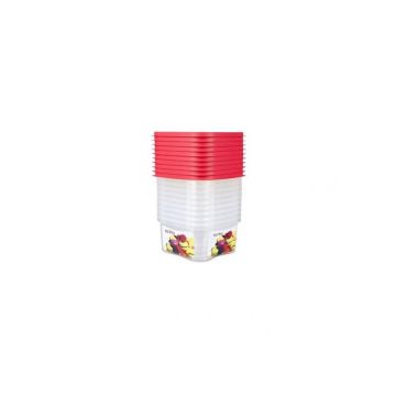 Set 10 cutii alimente Rainbow, 630 ml, rosii