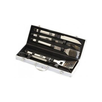 Set 5 ustensile din inox pentru gratar cutie din aluminiu Activa 16100
