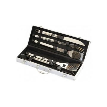 Set 5 ustensile din inox pentru gratar cutie din aluminiu Activa 16100