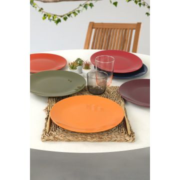 Set 6 Farfurii Uni Natura, Ceramica , Multicolor, 25 cm