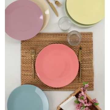 Set 6 Farfurii Uni Rainbow, Ceramica, Multicolor, 25 cm