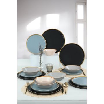 Set de cină din ceramică Safir, Negru, 14 cm