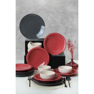 Set de cină din ceramică Sing, Negru, 26 cm