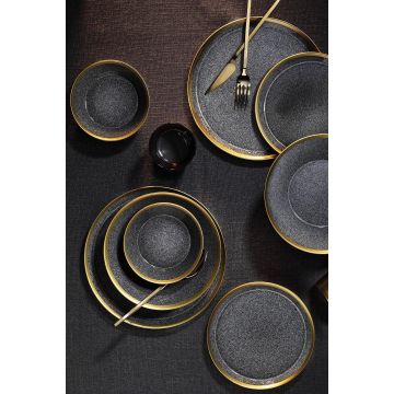 Set de cină, Negru, 25x2.5x25 cm