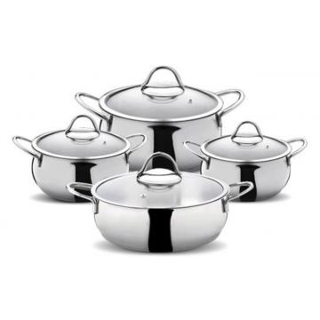 Set vase pentru gatit, Hermia, 960DYN1301, Inox, Dimensiune: 22 cm / 3800 ml (2 bucăți), Argintiu
