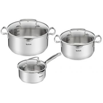 Set vase Tefal Duetto Plus G719S674, 6 piese, 16-24cm, otel (Argintiu)