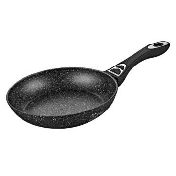 Tigaie antiaderenta Samus VER240FPB-24 cm, Invelis marmura antiaderenta, Rezistenta la abraziune si la temperaturi inalte (Negru)