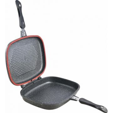 TIGAIE DUBLA DREPTUNGHIULARA TIP GRILL, ALUMINIU, 32x24x7.5 CM, EASY COOK GRAY, COOKING BY HEINNER