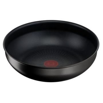 Tigaie Wok Tefal Ingenio Unlimited L7637732, 26 cm, inductie, invelis antiaderent din titan, indicator Thermo-Signal (Negru)
