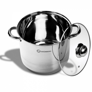 Oala din inox cu capac din sticla 13.2 l Grunberg