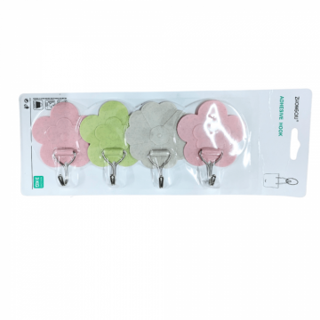 Set 4 Cuiere Autoadezive in Forma de Floare  Multicolore