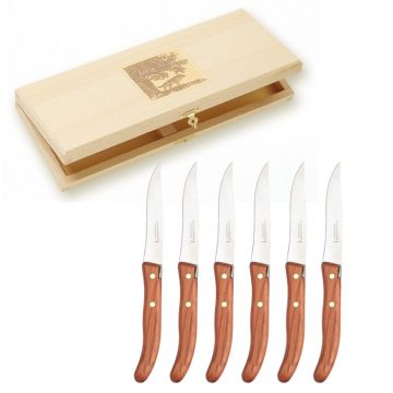 Set cutite friptura Claude Dozorme Grillade cu maner din lemn exotic  6 piese  cutie lemn fag