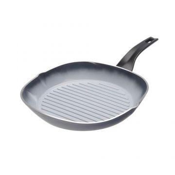 Tigaie tip grill Moneta, Aluminiu, Antiaderenta, Gri, 28x28 cm