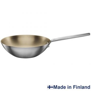 Tigaie wok din otel inoxidabil, antiaderenta, Fiskars Norden, 28 cm