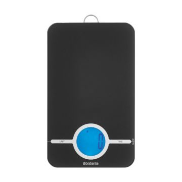 Cantar de bucatarie, Brabantia, Tasty+, display LCD, 26.5x15.2x2 cm, sticla/inox, gri inchis