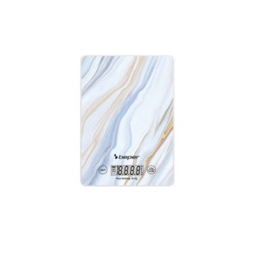 Cantar digital de bucatarie Beper, 15x21.5x1.5 cm, sticla, multicolor