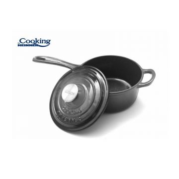 Caserola fonta emailata cu capac 19 x 9 cm, 1.8 L, Marble  Grey, Cooking By Heinner