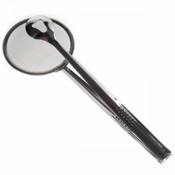 Cleste bucatarie, cu sita, inox, 29x10 cm Cleste bucatarie, cu sita, inox, 29x10 cm