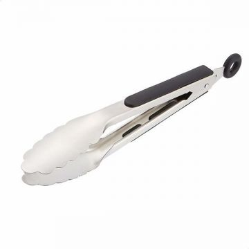 Cleste de bucatarie/grătar din otel inoxidabil, negru, 40,6 cm