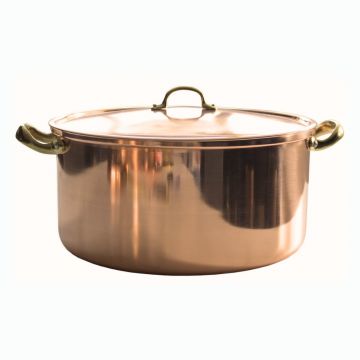 Cratita din cupru cu capac și 2 manere – AlmaCozinha, Ø18–32 cm (Selecteaza Diametrul Cratitei: 26 cm)