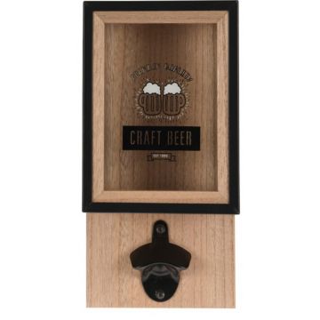 Desfacator si cutie pentru depozitare capace Craft Beer, 15.3x8.3x30 cm, lemn