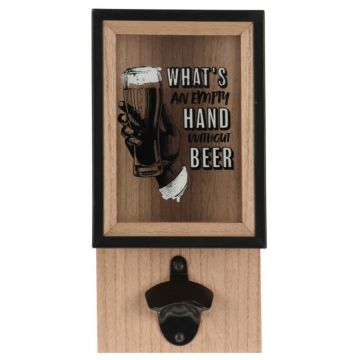 Desfacator si cutie pentru depozitare capace  Glass Beer, 15.3x8.3x30 cm, lemn