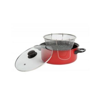 Friteuza teflonata cu capac si cos, 24 cm, Vanora Home