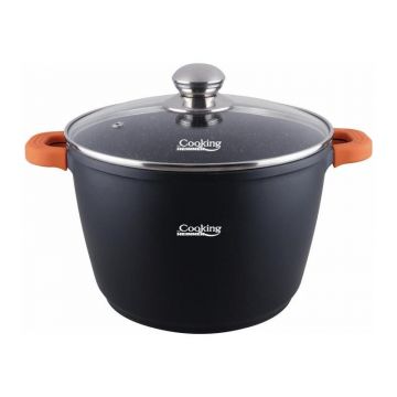 Oala aluminiu turnat cu capac, 24 x 16.5 cm , 6.3 L, Dark Line, Cooking by Heinner