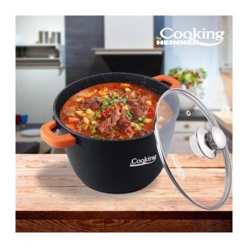 Oala aluminiu turnat cu capac, 28 x 20 cm , 10 L, Dark Line, Cooking by Heinner