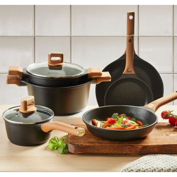 Oala cu capac Camel, Ambition, 20 cm, 2.4 L, aluminiu, negru/maro