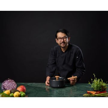 Oala cu capac, Samurai Gourmet by Rikito Watanabe si Cooking by Heinner, 20x9.5 cm, 2.7 L, aluminiu, negru/natur