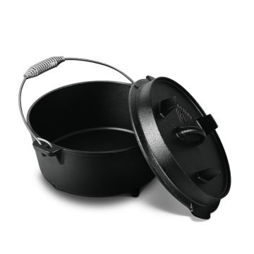 Oala din fonta cu maner si capac BBQ, 4 L