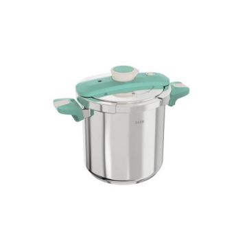 Oala sub presiune din otel inoxidabil cu sistem dublu de siguranta ZASS Gourmet ZG-SSPC 02, 22×22.1cm/8.0L, Baza de 5.5 cm,60/100Kpa, Manere termorezistente din bachelita, Inox