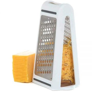 Razatoare cu recipient detasabil, plastic/inox, alb, 22x13.5x9 cm