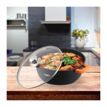 Semioala aluminiu turnat cu capac, 28 x 12.5 cm, 6.5 L, Dark Line, Cooking by Heinner