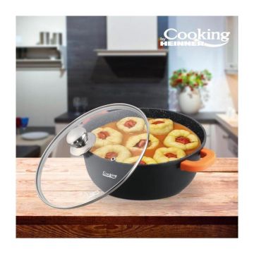 Semioala aluminiu turnat cu capac, 32 x 14.5 cm , 10 L, Dark Line, Cooking by Heinner
